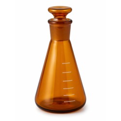 Matraz Erlenmeyer Ámbar con Esmerilado y Tapón Borosilicato 3.3 OMSONS — 25 a 500 mL