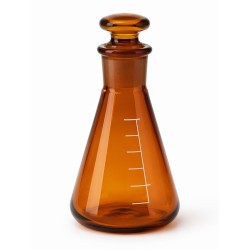 Matraz Erlenmeyer Ámbar con Esmerilado y Tapón Borosilicato 3.3 OMSONS — 25 a 500 mL
