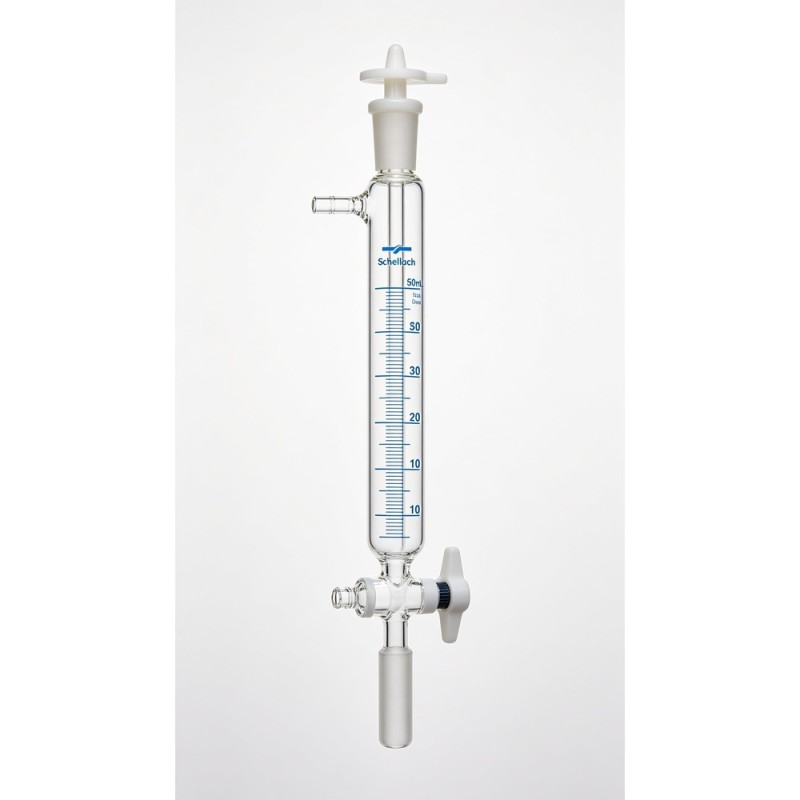 Bureta de Vidrio Borosilicato 3.3 OMSONS — Llave de Vidrio Schellbach · Clase A Cert. por Lote · 10 a 100 mL