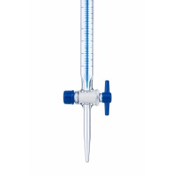 Bureta de Vidrio Borosilicato 3.3 OMSONS — Llave PTFE Needle Valve Schellbach · Clase A Cert. Individual · 10 a 100 mL