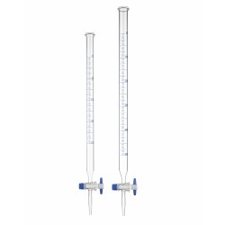 Bureta de Vidrio Borosilicato 3.3 OMSONS — Llave Rotaflow PTFE Needle Valve · Clase A Cert. Individual · 5 a 100 mL